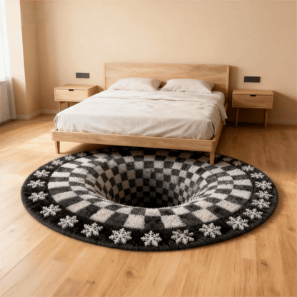 Ownkoti Black Hole 3D Checkered Rug - image 1