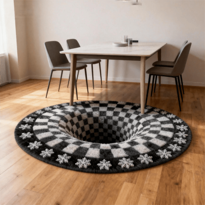 Ownkoti Black Hole 3D Checkered Rug - image 4