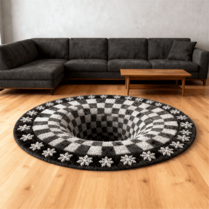 Ownkoti Black Hole 3D Checkered Rug - image 3
