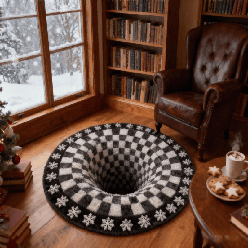 Ownkoti Black Hole 3D Checkered Rug - image 2
