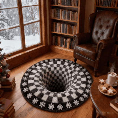 Ownkoti Black Hole 3D Checkered Rug - image 2