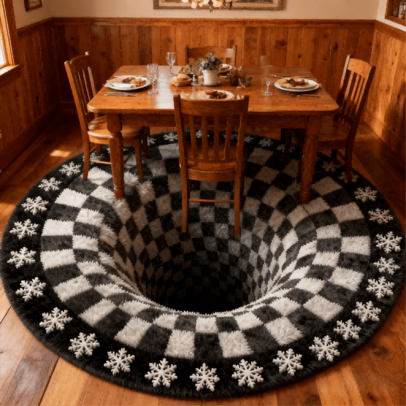 Ownkoti Black Hole 3D Checkered Rug - image 0
