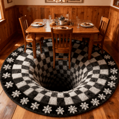 Ownkoti Black Hole 3D Checkered Rug - image 0