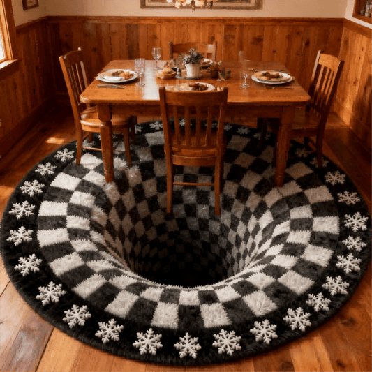 Ownkoti Black Hole 3D Checkered Rug - image 0