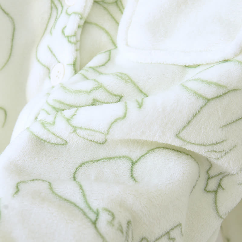 Fresh Green Line-Art Plush Loungewear Set - image 7