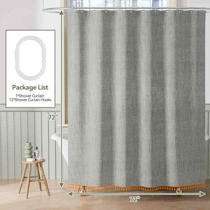 Solid Color Minimalist Tassel Shower Curtain - image 7