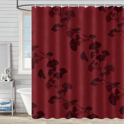 Ginkgo Leaf Print Shower Curtain - Red - 90"W x 71"L - image 4