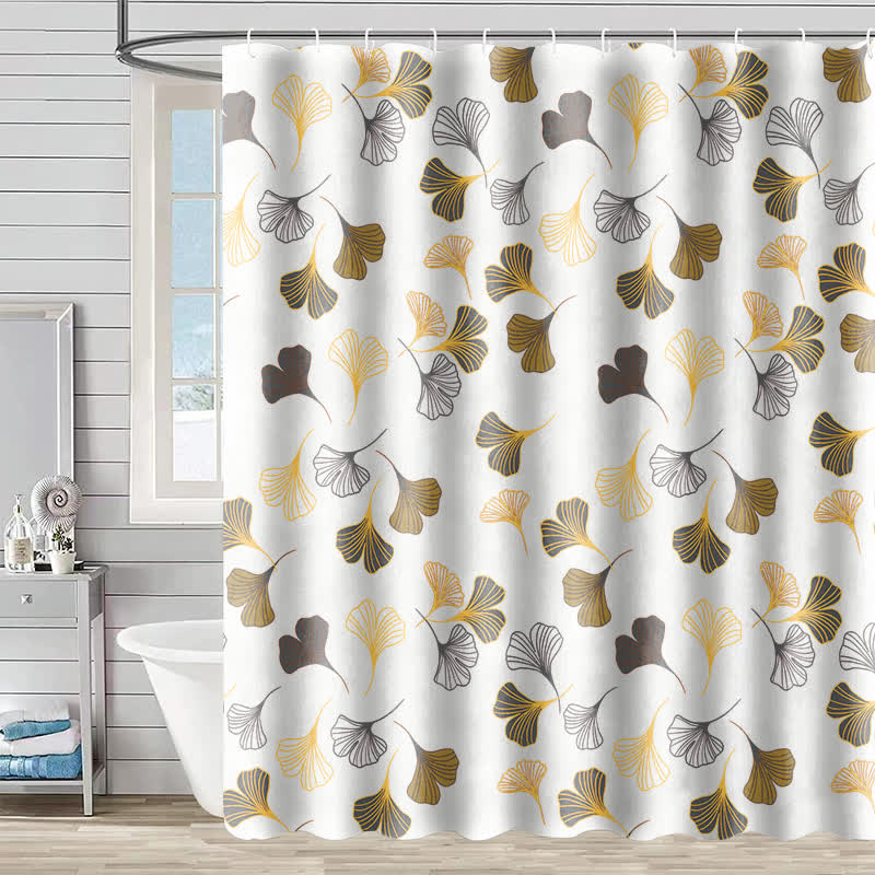 Elegant Ginkgo Leaf Shower Curtain - D - 90"W x 71"L - image 6