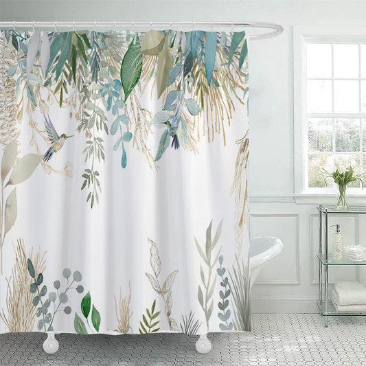 Botanical Bird Print Shower Curtain - 71"W x 79"L - image 0