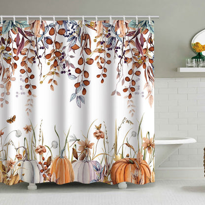 Pumpkin Harvest Print Shower Curtain - B - 71"W x 79"L - image 5