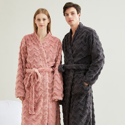 Unisex Wavy Textured Plush Robe - image 1