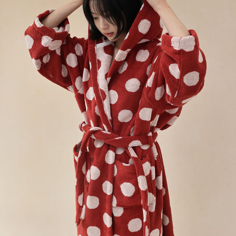Matching Family Polka Dot Hooded Cotton Robe - image 8