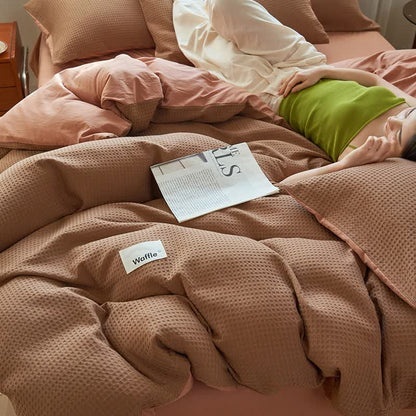 Solid Waffle Weave Cotton Bedding Set - image 21
