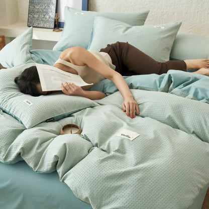 Solid Waffle Weave Cotton Bedding Set - Light Blue - King - image 16