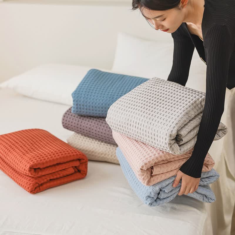 Solid Waffle Cotton Gauze Blanket - image 1