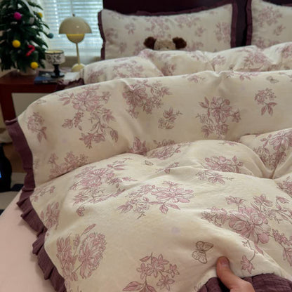 Elegant Floral Ruffled Cotton Bedding Set - image 7