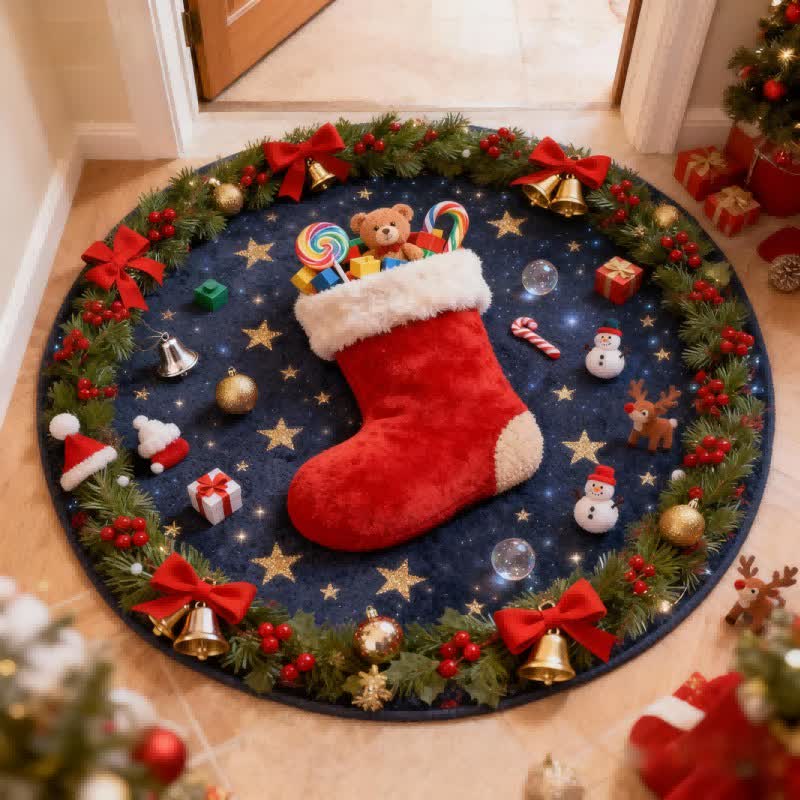Christmas-themed Stockings 3D Effect Rug - image 4