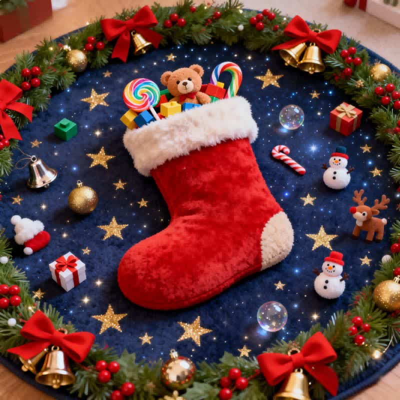 Christmas-themed Stockings 3D Effect Rug - image 5