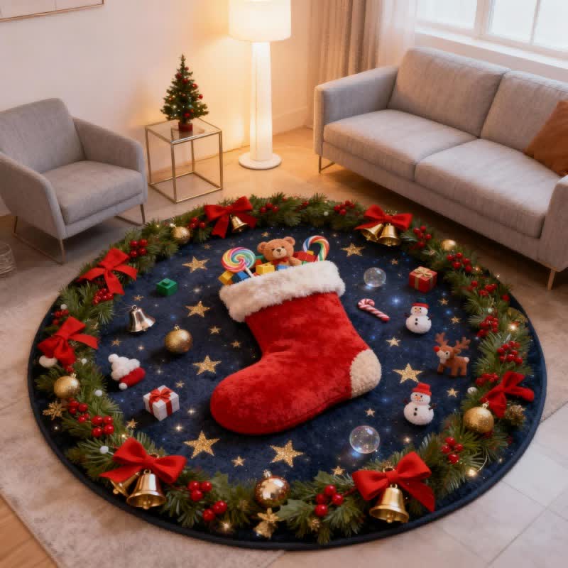 Christmas-themed Stockings 3D Effect Rug - image 3