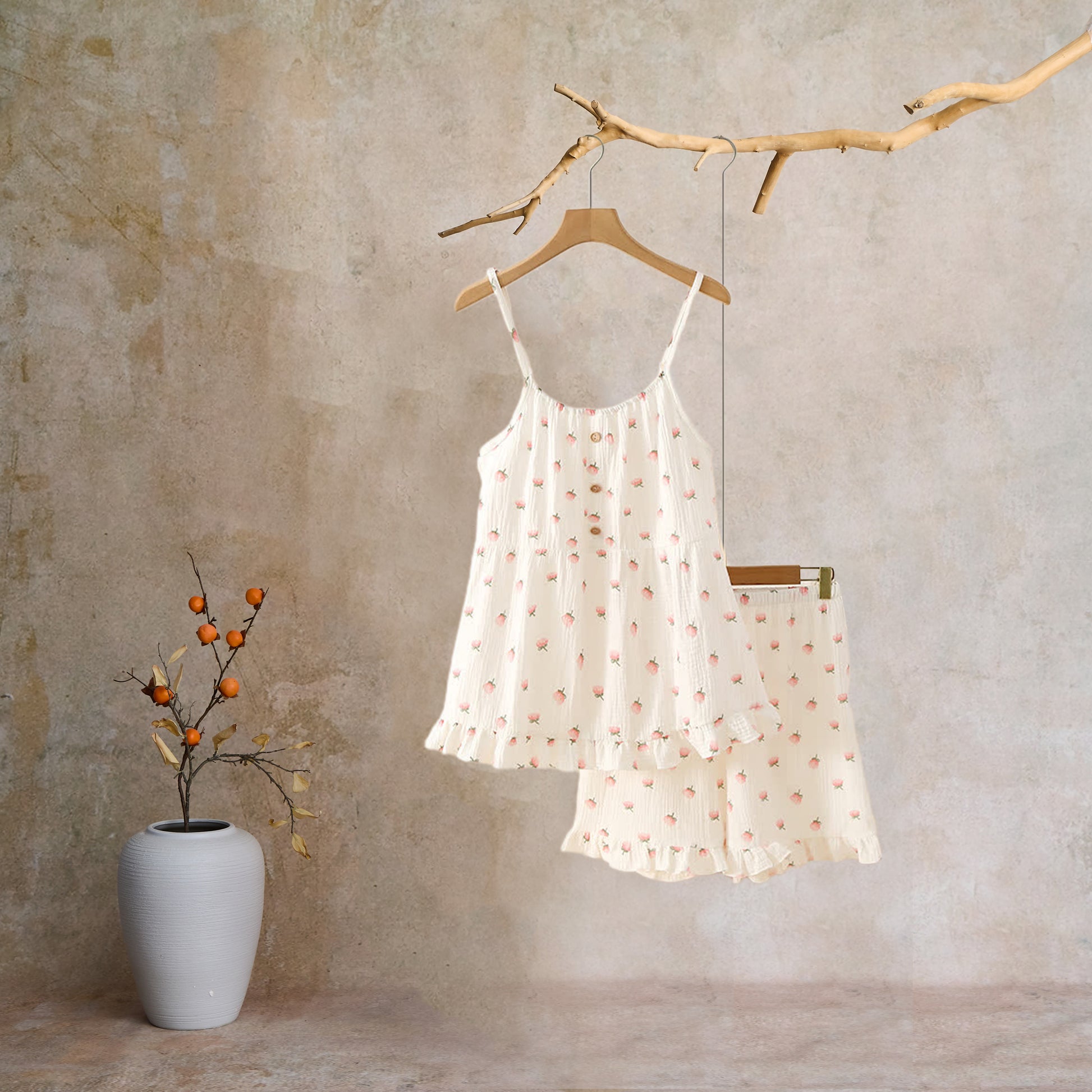 Kapok Flower Cotton Gauze Ruffle Pajamas - image 10