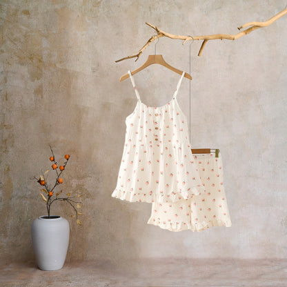 Kapok Flower Cotton Gauze Ruffle Pajamas - image 10