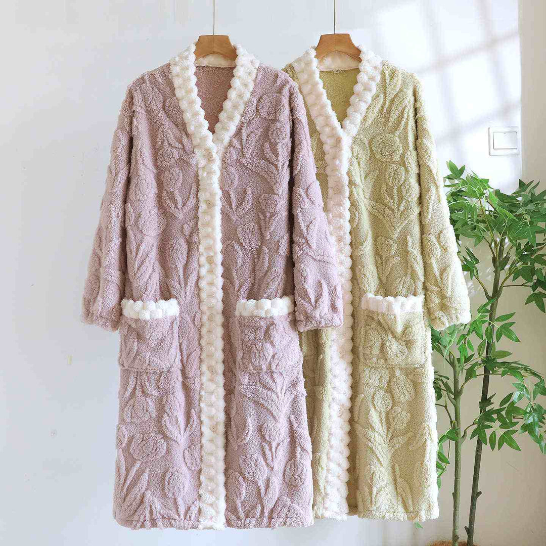 Tulip Textured Plush Button Nightgown - image 0