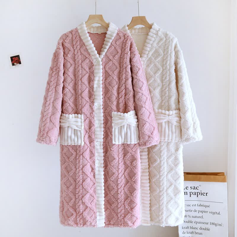 Diamond Textured Plush Button Nightgown - image 0