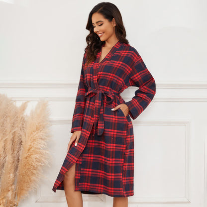 Classic Plaid Brushed Lounge Robe - image 3