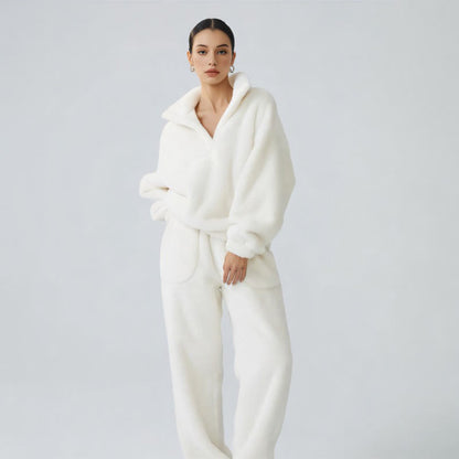 Solid Color Plush Loungewear Set - image 2