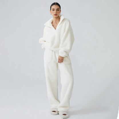 Solid Color Plush Loungewear Set - image 1