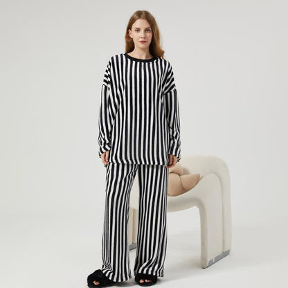 Vertical Striped Plush Loungewear Set - image 1