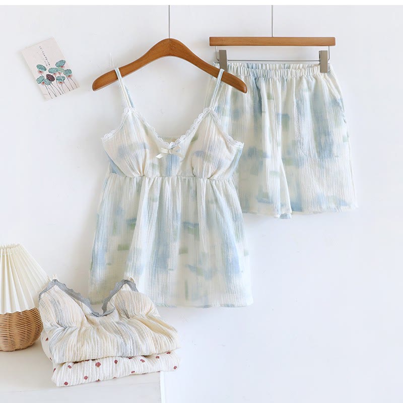 Summer Cotton Crinkle Cami Pajama Set - image 2