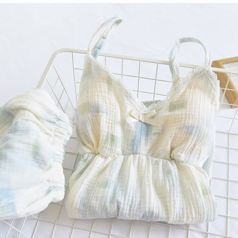 Summer Cotton Crinkle Cami Pajama Set - image 1