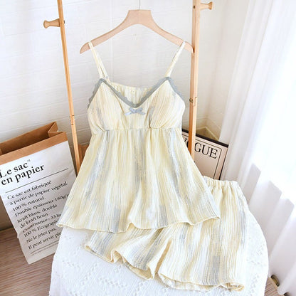 Summer Cotton Crinkle Cami Pajama Set - Yellow - XL - image 13