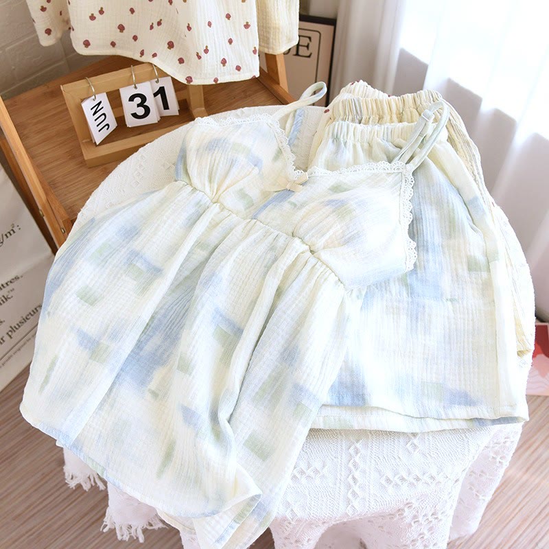 Summer Cotton Crinkle Cami Pajama Set - image 4