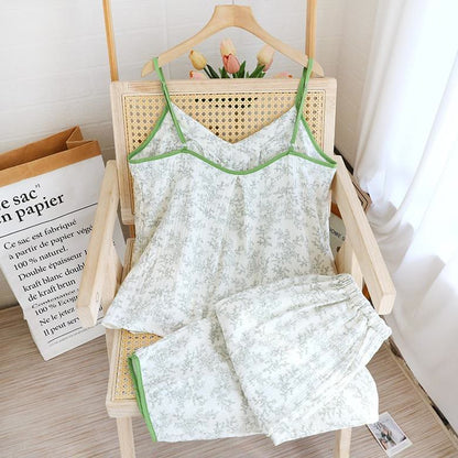 Bow-tie V-neckline Soft Cotton Gauze Pajamas - image 2