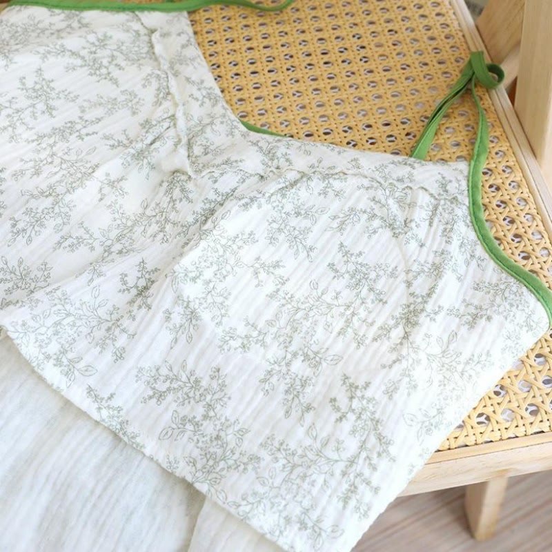 Bow-tie V-neckline Soft Cotton Gauze Pajamas - image 5