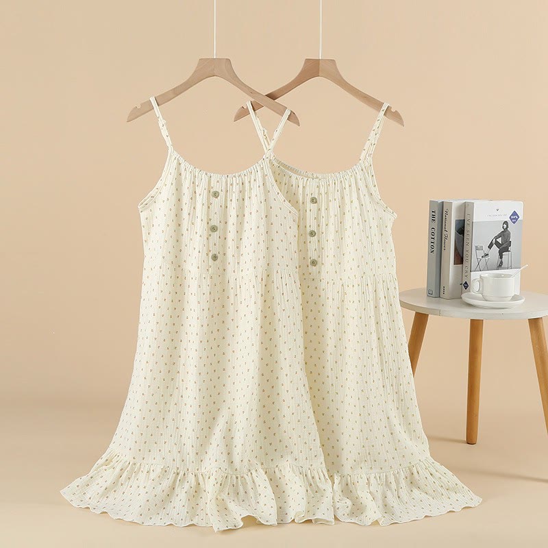 Cherry Print Cotton Padded Camisole Nightdress - image 1