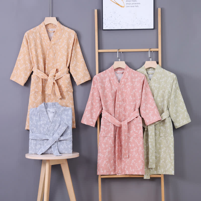 Snowman Branch Cotton Gauze Child Bathrobe - image 0