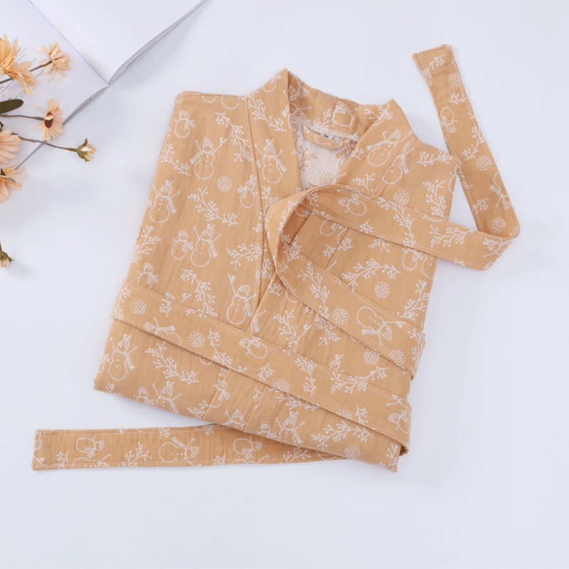 Snowman Branch Cotton Gauze Child Bathrobe - image 10