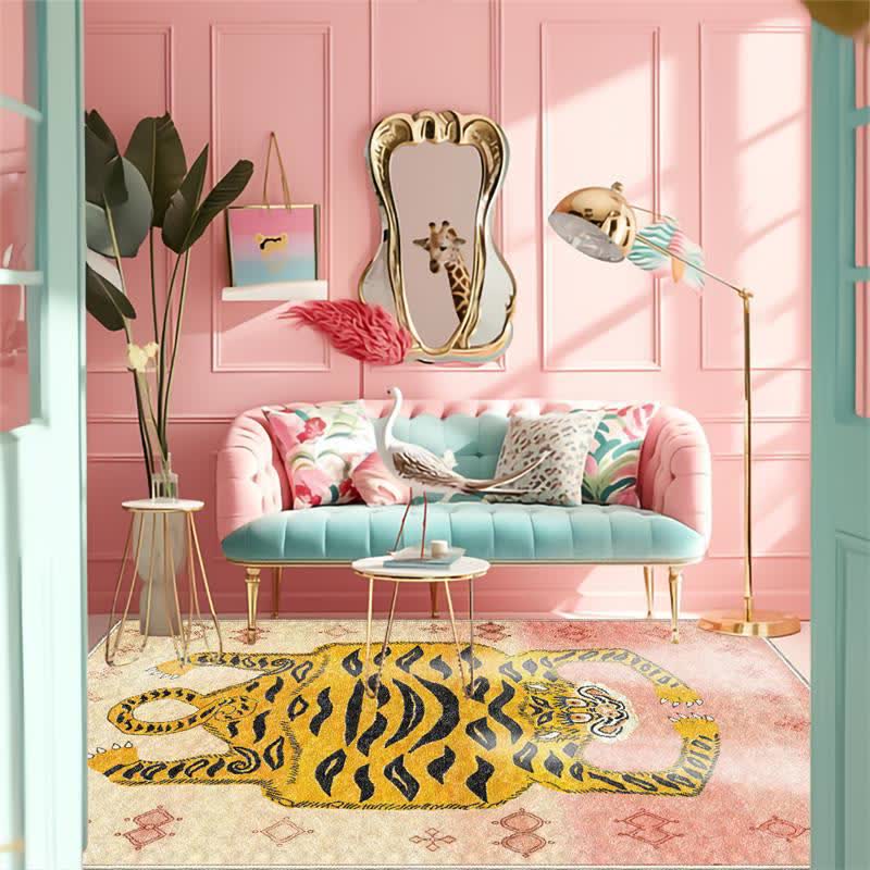 Ethnic Tibetan Tiger Rectangle Area Rug - Light Pink - 8' x 10' - image 18