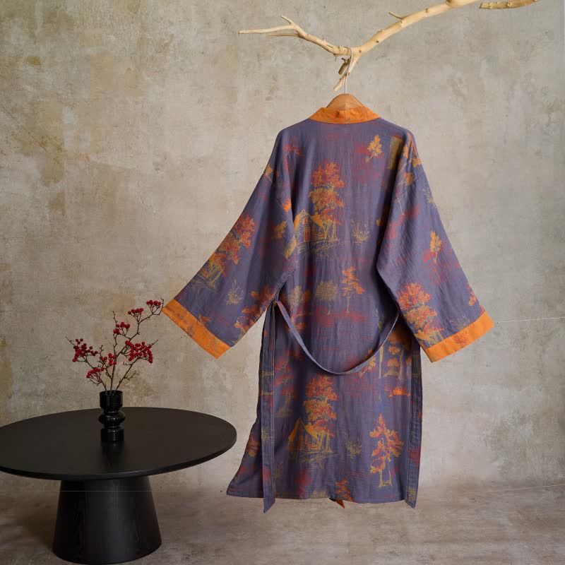 Vintage Tree Cotton Gauze Kimono Robe - image 1