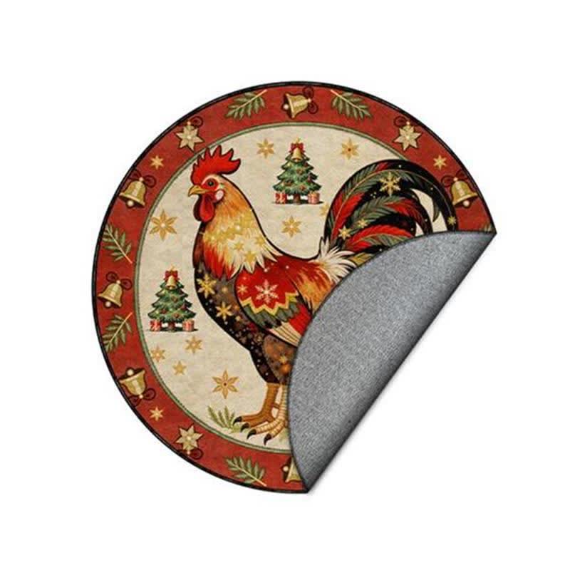 Christmas Rooster Non-Slip Round Area Rug - image 5