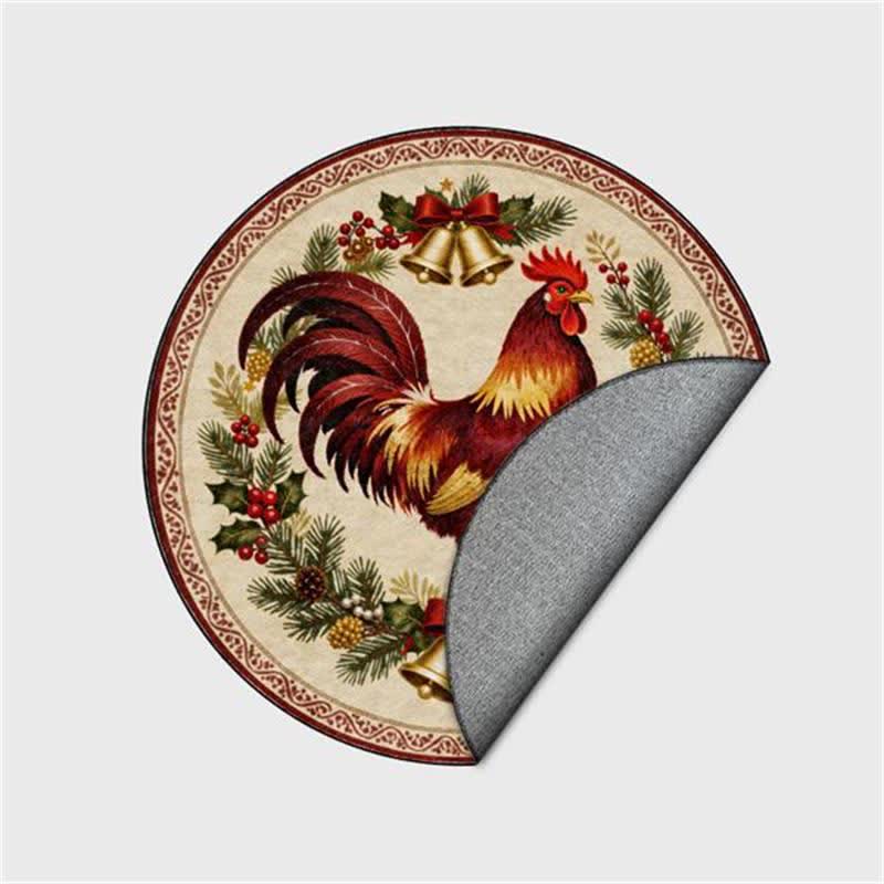 Christmas Rooster Non-Slip Round Area Rug - image 10