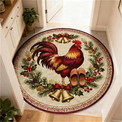 Christmas Rooster Non-Slip Round Area Rug - image 9