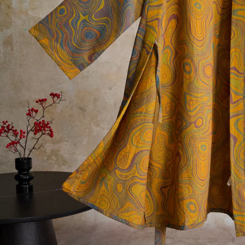 Artistic Abstract Pattern Cotton Kimono Robe - image 7