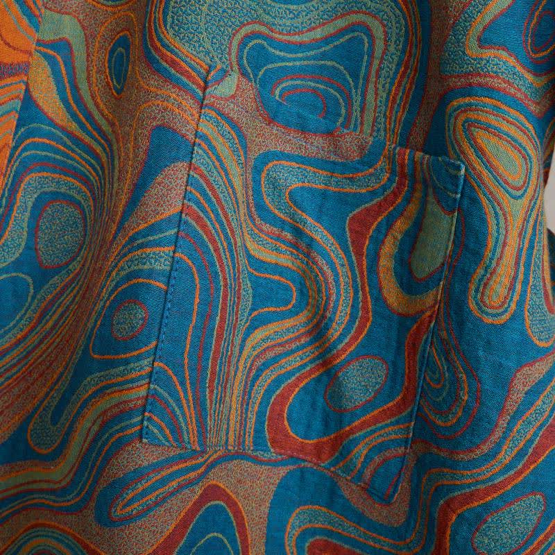 Artistic Abstract Pattern Cotton Kimono Robe - image 3