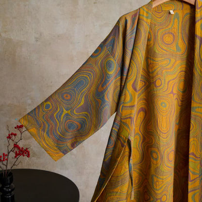 Artistic Abstract Pattern Cotton Kimono Robe - image 6