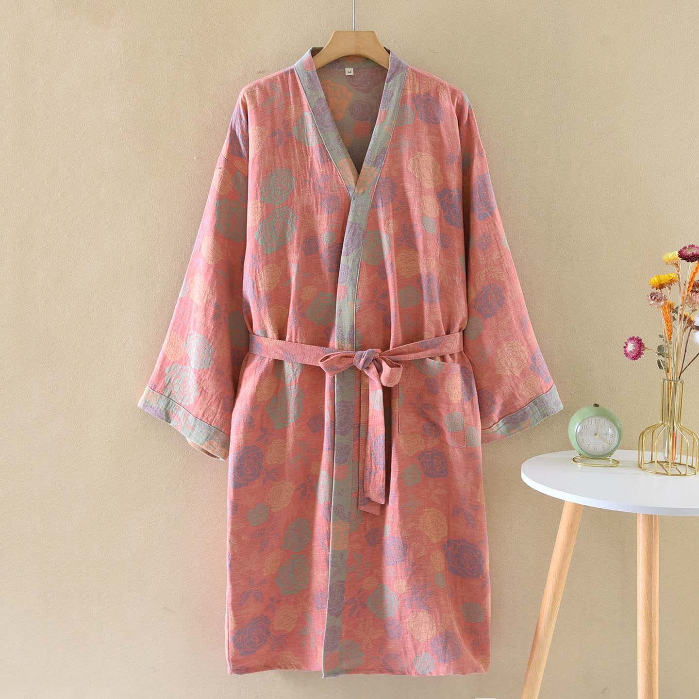 Romantic Rose Cotton Gauze Kimono Robe - image 3