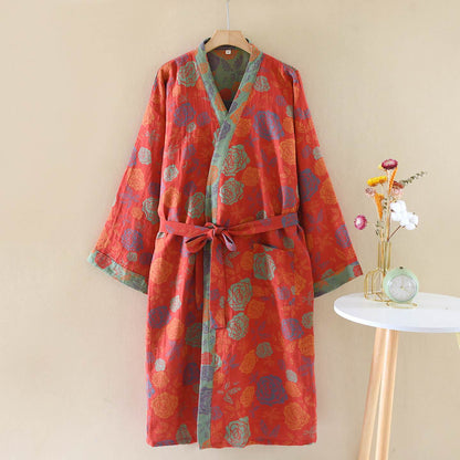 Romantic Rose Cotton Gauze Kimono Robe - image 2